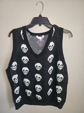 Gothic Emo Skull V-neck Sweater Vest